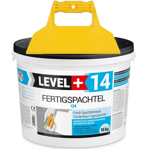 Fertigspachtel Q1-Q4 Glättspachtel 15kg - Fugenmörtel & Putz, gebrauchsfertige Spachtelmasse für eine einfache und glatte Oberfläche, ideal für den Innenbereich und schnelle Verarbeitung.