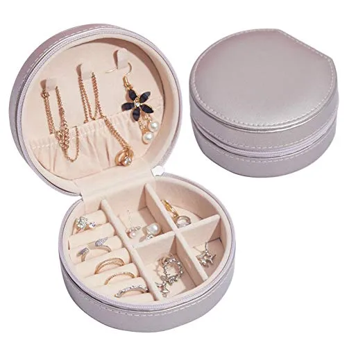 NuAngela Schmuckkästchen Klein,Kleine Reise Schmuckschatulle, Schöner Schmuckkoffer, PU Leder Mini Aufbewahrungsbox, Damen Halskette Ohrringe Ring Accessoires Schmuckschatulle Jewelry Box