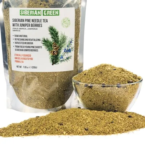 Produktbild Sibirischer grüner Kiefernnadeltee, loses Pulver, 200 g, mit Wacholderbeeren