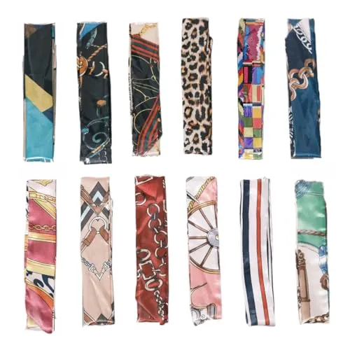 Handtaschen Schal Set, 12er Satin Seidentücher für Damen