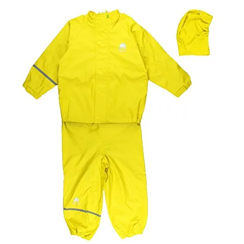 Celavi Jungen Tweedelig Regenanzug Gelb, Größe 150 - Wasser- und winddichter Unisex Kinder Regenanzug in Gelb, ideal für Regentage und Abenteuer im Freien. Robustes Material mit verschweißten Nähten sorgt für besten Schutz.