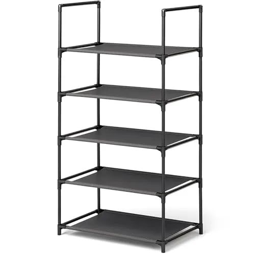 edihome, Schuhregal, 5 Ebenen, (28 x 45 x 89 cm), Schuhschrank Schmal, Schmale und hohe Schuhregale aus Kunststoff, Vertikal, Regal, Show Rack (5 Ebenen)