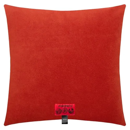 Soft-Fleece-Kissenbezug – Polarfleece-Kissenbezug mit Häkelstich – Flauschige Kissenhülle – 40x40 cm – 290 Rust – von 'zoeppritz since 1828', 702291-290-40x40
