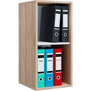 VCM Holzregal stehend Lona I 2f | Elegantes Büroregal - Büro-Bücherregale: Platzsparendes Regal für bis zu 8 Ordner, Maße ca. H. 74 x B. 35 x T. 37 cm, ideal für effiziente Raumnutzung.