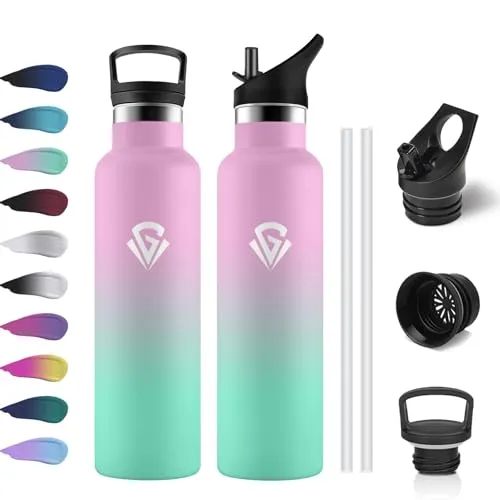 Trinkflasche Edelstahl 750ml, Auslaufsichere Isolierflasche Doppelwandig, Thermoskanne BPA-Frei, Wasserflasche Kohlensaeure Geeignet, für Fitness, Schule, Camping, Outdoor, Erwachsener, Kinder
