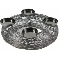 VOSS Design »Tangle« Kranz in schwarz 28x11 cm - Wanderschuhe für stilvolles Ambiente: Dieser elegante Kranz aus vernickeltem Aluminium bietet Platz für 4 Kerzen und ist ganzjährig dekorierbar.