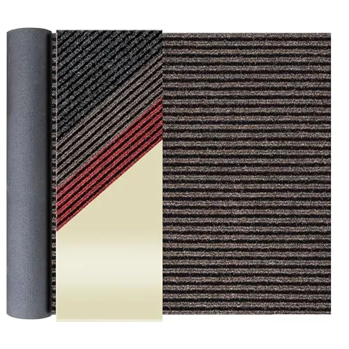 Schmutzfangläufer GIN - Braun meliert - 1,20m x 13,00m - Teppich aus robustem Polypropylen mit Gummirücken, ideal für Eingangsbereiche. Pflegeleicht und geeignet für Fußbodenheizungen, bietet er Langlebigkeit und Stil.