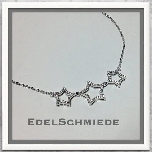 Wunderschönes Sternencollier 925 Silber mit Zirkonia - Elegante Halskette aus 925 Sterlingsilber mit funkelnden Zirkonia-Steinen. Ideal für besondere Anlässe oder als stilvolles Accessoire im Alltag.