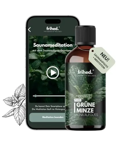 frihed.® Saunaaufguss Grüne Minze mit App Meditation in grün von frihed. Nordic Wear