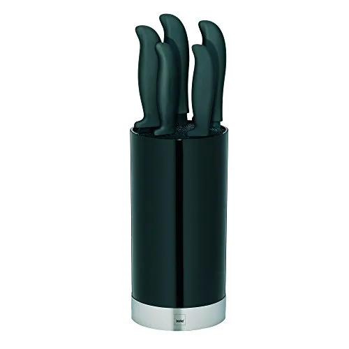 Kela Messerblock Acida schwarz PP-Kunststoff, 5Stü - Küchenmesser-Set mit 5 hochwertigen Messern aus schwarzem Messerstahl, ideal für präzises Schneiden. Der praktische Messerblock aus PP-Kunststoff sorgt für sichere Aufbewahrung und einfache Reinigung.