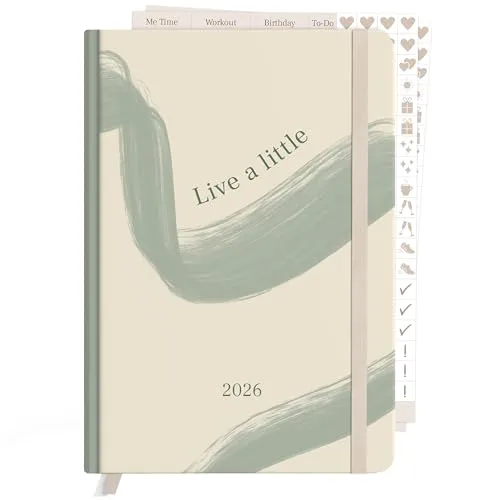 KIND OF HAZEL® Terminplaner 2026 Organizer A5 Hardcover mit künstlerischem Motiv & 2 Stickerbögen | Kalender Wochenplaner Monatsplaner Tagebuch Journal für Erwachsene Artsy