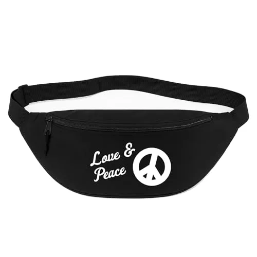 Huuraa Bauchtasche Love & Peace Geschenk 2,5 Liter Black Crossbody Bag Love & Peace Geschenkidee
