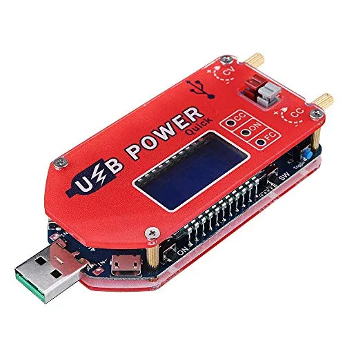 Fasizi 15 W USB Step UP Netzteil Modul Boost Einstellbarer Konverter Lüftergeschwindigkeitskontrolle Potentiometer mit LCD-Display – Rot