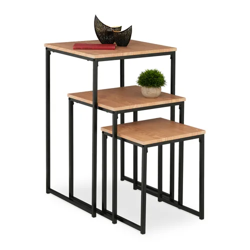 Beistelltisch 3er Set – Wohnzimmertisch in Mehrfarbig - Tische & Stehtische: Stilvolles 3er Set aus MDF/Spanplatte, ideal für den Innenbereich, vielseitig einsetzbar und platzsparend.