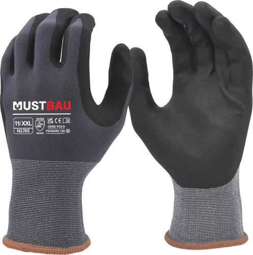 Produktbild Mustbau Arbeitshandschuhe 3Pack,Rutschfest Gartenhandschuhe Montagehandschuhe,EN388,SIZE:L