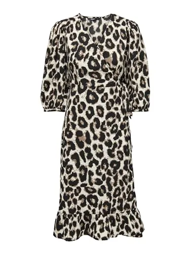 ONLY Wickelkleid ONLOLIVIA für Damen - Freizeitkleid aus 100% Polyester, superleicht und elegant mit V-Ausschnitt und 3/4 Arm. Ideal für jede Jahreszeit und vielseitig kombinierbar.