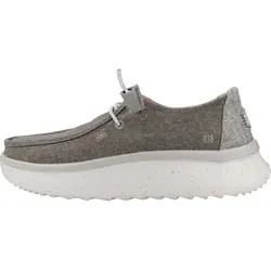 Hey Dude Shoes Mokassins Wendy Peak Chambray Damen - Komfortable Slipper in Braun - Halbschuhe mit dämpfender Memory-Schaum-Einlegesohle für maximalen Komfort und einfaches An- und Ausziehen dank elastischer Schnürung.