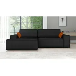 Ecksofa TOR mit Schlaffunktion. Farbe: Black. - Schwarz