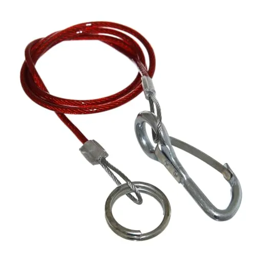 Anhänger Abreißseil Notbremsseil 1m ROT Stahlseil AHK Transport Sicherung Bremse Neu Old-Harvest 1