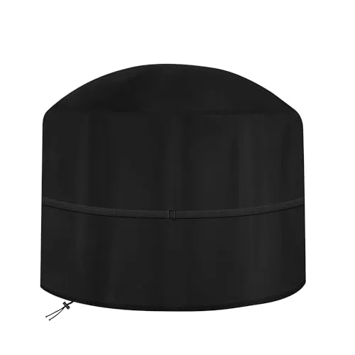 Dokon Feuerschale Abdeckung Wasserdicht Winddicht UV-Beständiges Robustes Oxford-Gewebe Schutzhülle für Feuerstelle, Feuerkorb, Feuertonne, Rund (80x50cm) - Schwarz