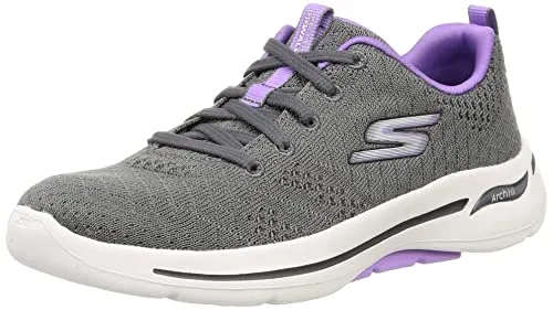 Skechers Damen GO Walk Arch FIT Sneaker - Grau, 40 EU - Bequeme Damen Sneaker mit patentiertem Arch Fit System zur optimalen Fußgewölbeunterstützung. Leichte Dämpfung und atmungsaktives Mesh für komfortables Tragen. Ideal für den Alltag und unterwegs.
