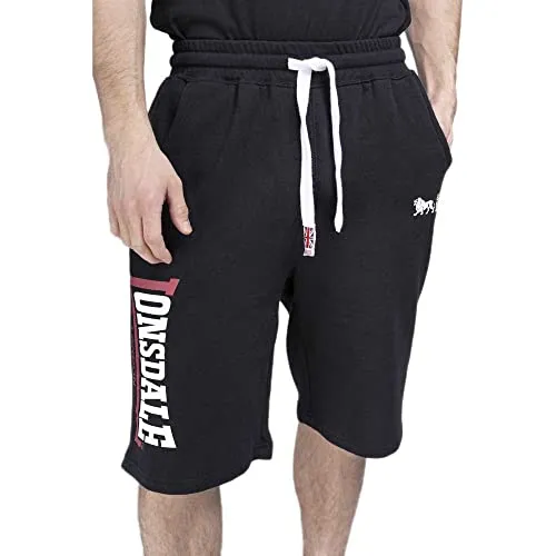 Lonsdale London Sidemouth Männer Short schwarz - Bequeme Sport- und Streetwear-Shorts mit normaler Länge und Gummizug für optimale Bewegungsfreiheit. Hergestellt aus 80% Baumwolle und 20% Polyester – ideal für lässige Styles!