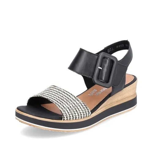 Remonte ELLE-Collection Sandalette, Bequeme Sommerschuhe mit Klettverschluss - Wanderschuhe für Damen, bequem mit Softfußbett und Klettverschluss unter der Zierschnalle, ideal für warme Tage und lange Spaziergänge.