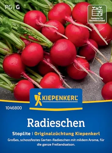 Kiepenkerl Radieschensamen Stoplite 1046800 - Große, fein-milde Knollen, ideal zum Naschen oder in Salaten, Gemüsesamen aus der Originalzüchtung Kiepenkerl