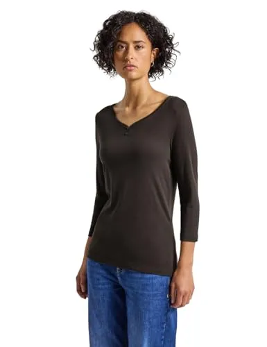 Street One Damen 3227964 Basic Shirt mit Knopfdetail von Street One