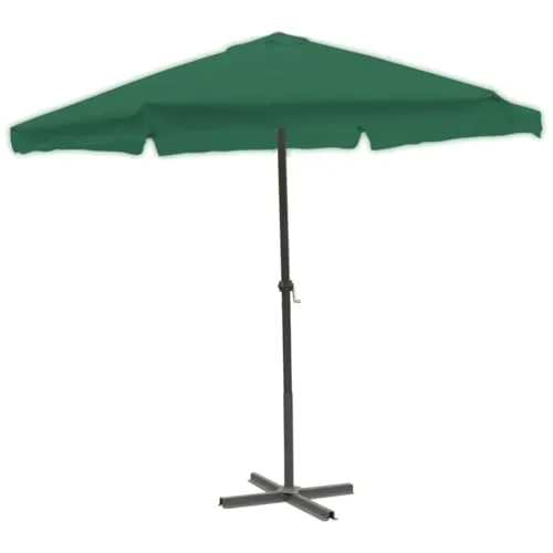 Mojawo Kurbelschirm Gartenschirm Sonnenschirm Aluminium Schirm Ø 3m Krempe und Kurbel verschieden Farben, Farben:Grün