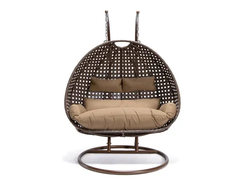 HOME DELUXE Hängesessel TWIN - Komplettset mit Gestell - Hängesessel aus wetterfestem Polyrattan, ideal zum Entspannen mit einer maximalen Belastbarkeit von 250 kg. Inklusive Sitzauflage und Montagezubehör für sofortigen Komfort.