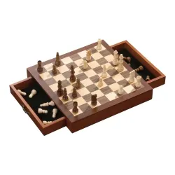 Schachspiel - Schachkassette 31 cm, Staunton Design - Schachspiele: Hochwertiges Schachspiel in praktischer Kassette, ideal für strategische Denksportler und Sammler, mit robusten Holzfiguren und edlem Design.