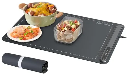 Rollbare digitale Warmhalteplatte Silikon 250 W - Küchenutensilien für das Kochen, Schmoren und Braten. Die Silikon-Heizmatte hält Speisen zwischen 55 und 100 °C warm und ist ideal für gesellige Anlässe.
