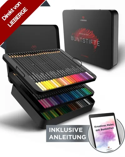 LIEBERGE Buntstift Premium Set 72 Farben - Buntstifte in Metallschatulle, 72 intensive Farben für kreative Arbeiten, bruchsichere Mine und weicher Farbauftrag, ideal für Schule und Kunstunterricht.