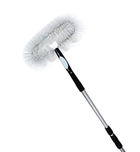 vom Pullach Hof Teleskopstiel 6 Meter - Ausziehbare Aluminiumstange mit Staubbürste - Gerätestiele - Stufenlos ausziehbar bis 6 Meter, inklusive flexibler Staubbürste für vielseitigen Einsatz im Haus, Wohnwagen und mehr.