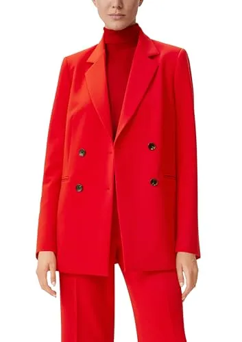 Comma Longblazer aus Viskosemix im Relaxed Fit - Eleganter Longblazer aus fließendem Viskosemix, ideal für stilvolle Outfits. Mit leichtem Futter und Schmuckdetail, perfekt für jeden Anlass.