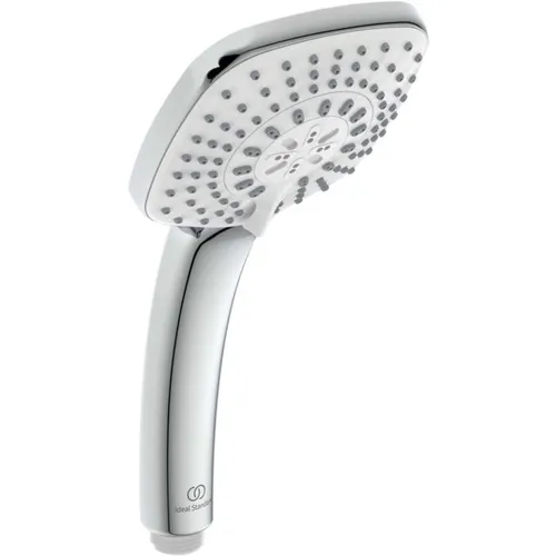 Ideal Standard Handbrause Idealrain Cube B0003AA - Handbrause mit 3 Strahlarten: Regen, Platzregen und Massagestrahl, Ø100 mm, verchromt, ideal für entspannende Duscherlebnisse.