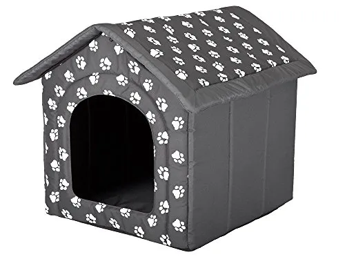 DOGGY Hobbydog R3 BUDSWL4 Doghouse R3 52X46 cm Gray with Paws, M, Gray, 1.1000000000000001 kg