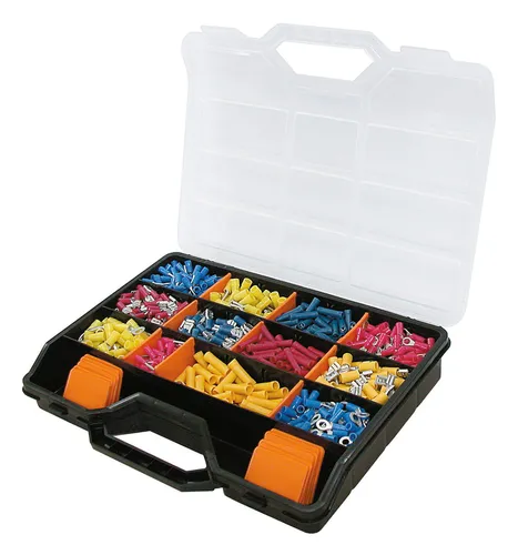 Weidmüller Kabelschuh-Koffer 0,5 - 6 mm 600tlg. - 485788 - Praktischer Koffer mit 600 Kabelschuhen in verschiedenen Größen, ideal für professionelle Crimparbeiten und vielseitige Anwendungen in der Elektrotechnik.