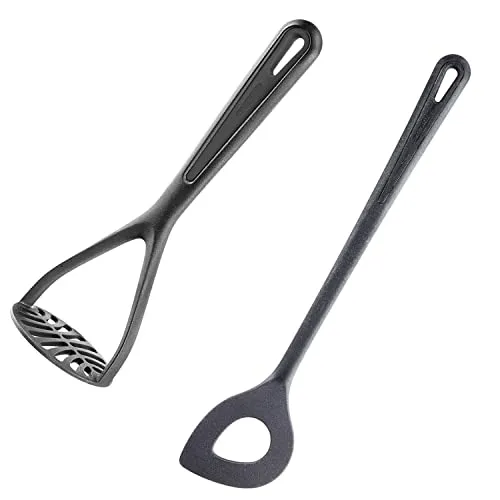 Westmark Kartoffelstampfer + Spitzloch-Löffel, Kunststoff, Gentle, Schwarz, 286322E6