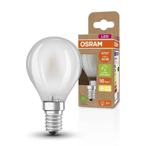 Osram LED Filament P45 Tropfen 2,5W = 40W E14 matt 470lm Warmweiß 2700K ultra effizient 6 x