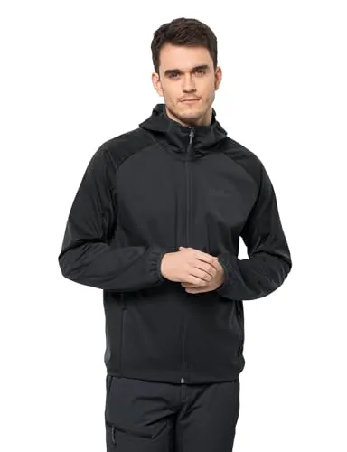 Jack Wolfskin Herren Feldberg Hoodie Jacke in Grau (Größe S) - Funktionsjacke aus winddichtem Material mit hervorragender Atmungsaktivität, ideal für lange Bergwanderungen.