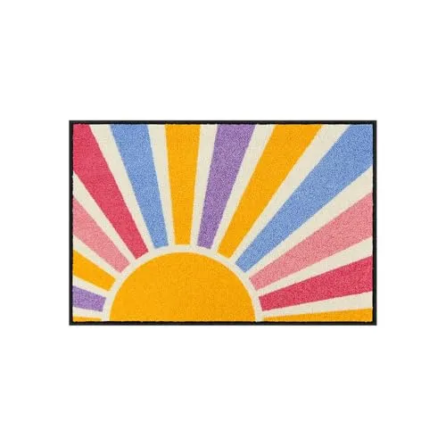 Salonloewe Fussmatte Sunrise I Schmutzfangmatte waschbar & rutschfest | Fußabtreter 100% PVC Frei für Innen & Außen - - 50 x 75 cm