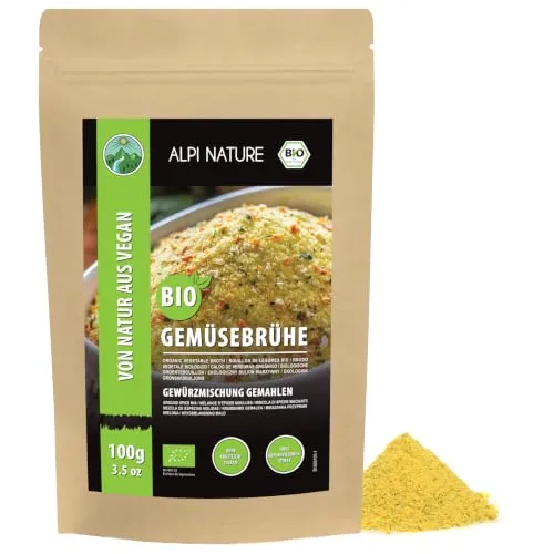 Alpi Nature Gemüsebrühe BIO Gewürzmischung 100g, Suppen Gewürzsalz | bio Gewürze zum Kochen, ideal für Brühen & Fonds