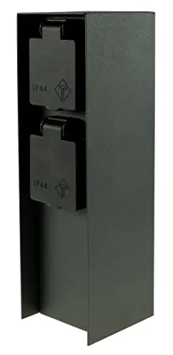 ChiliTec Steckdosensäule 2-Fach Gartensteckdose IP44 Aussen Steckdose mit Schutzdeckel Steckdosenverteiler für Beleuchtung elektronische Geräte Matt Anthrazit