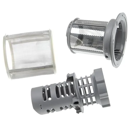 vhbw Feinsieb- / Schmutzsieb-Set (3-teilig) Ersatz für Bosch/Siemens 10002494 für Geschirrspüler - Spülmaschinensieb, 9cm Silber Grau