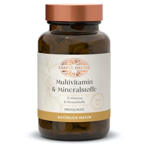Multivitamin & Mineralstoffe I 20 Vitamine + Mineralien (120 Tabletten) Vegane Herstellung Deutschland I Zink Kupfer Vitamin C Nahrungsergänzung BÄRBEL DREXEL®