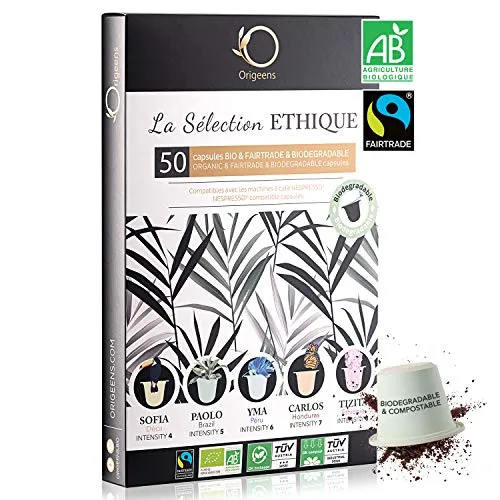 Nespresso Kapseln Kompatibel | BIO FAIRTRADE Arabica Kaffee in Kapseln Biologisch abbaubar | Premium Probierset mit 50 Kaffeekapseln | Traditionelle Röstung