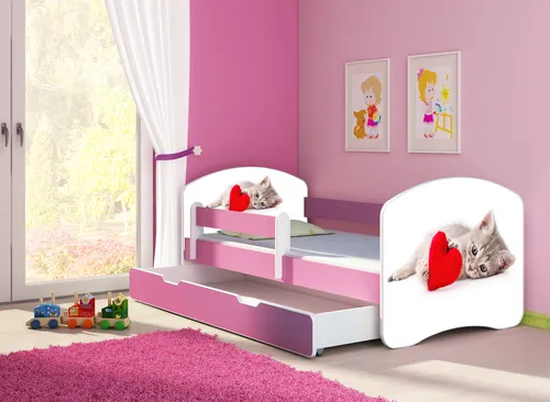 ACMA Jugendbett Rosa 180x80 mit Matratze und Rausfallschutz