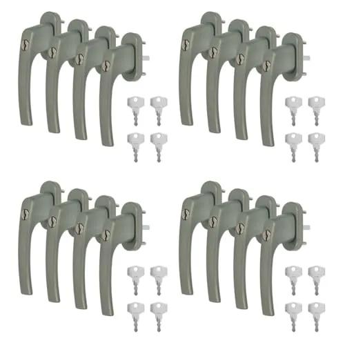 Alu Fenstergriff in Dunkelsilber F9 abschließbar - Stiftlänge 35mm 16 x